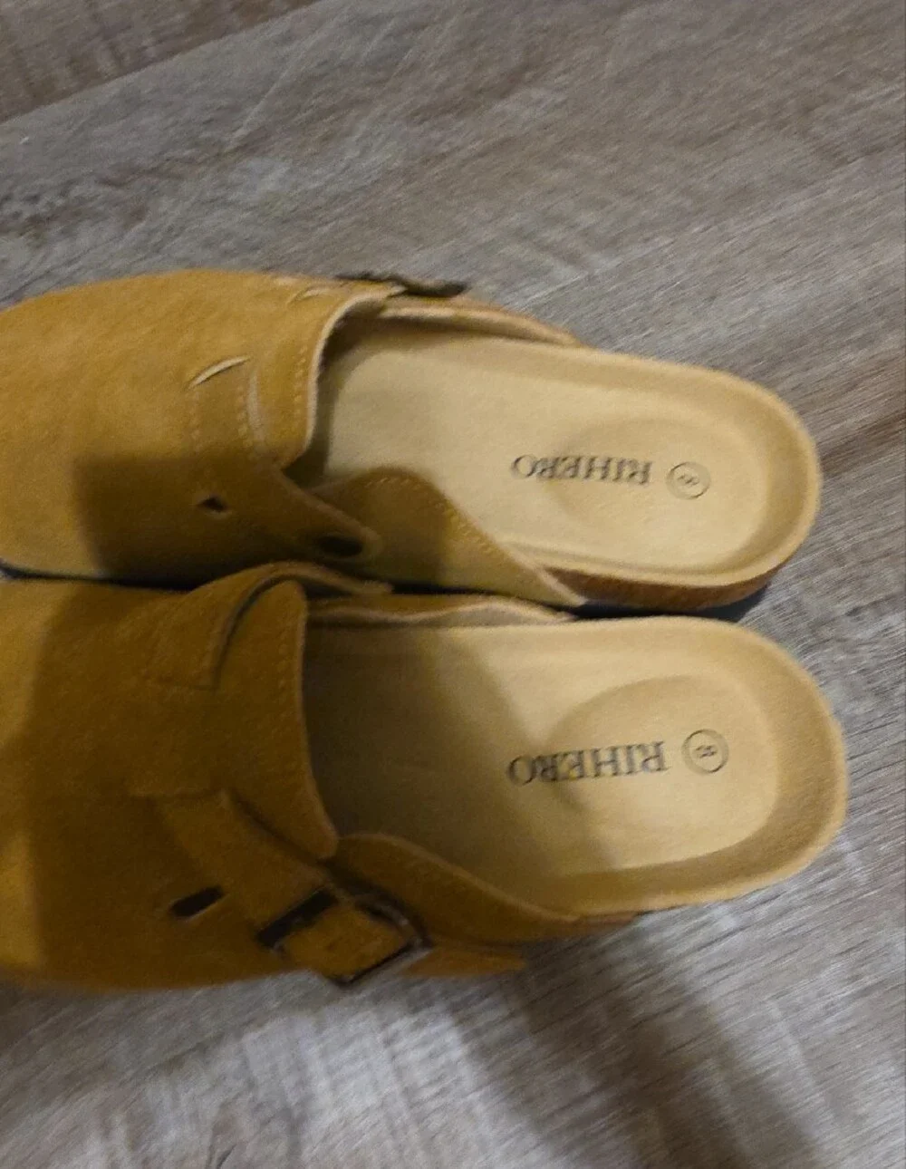 Amazon Women's Suede Slip-On Platform Clog - Mustard
